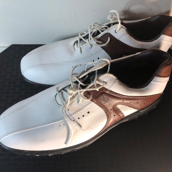 FootJoy Contour Series Mens Sz 11.5 Saddle Soft Spikes Golf Shoes - Picture 7 of 16